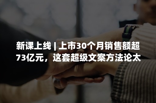 新课上线 | 上市30个月销售额超73亿元，这套超级文案方法论太实用！