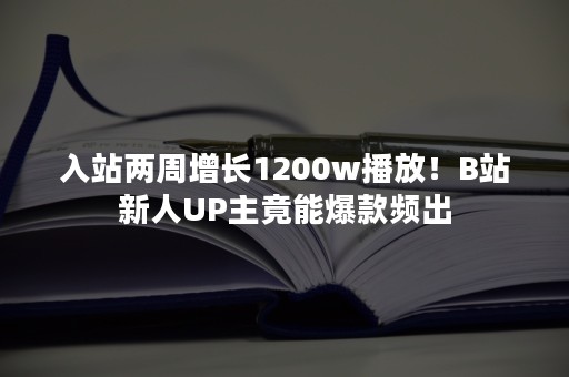 入站两周增长1200w播放！B站新人UP主竟能爆款频出