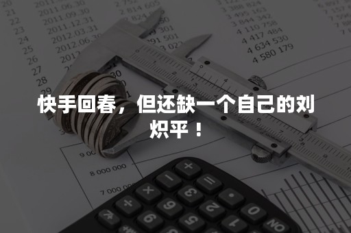 快手回春，但还缺一个自己的刘炽平 !