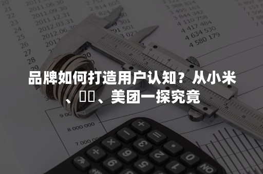 品牌如何打造用户认知？从小米、滳滳、美团一探究竟