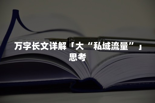 万字长文详解「大“私域流量”」思考