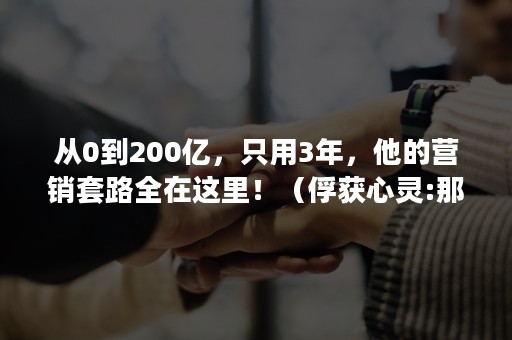 从0到200亿，只用3年，他的营销套路全在这里！（俘获心灵:那20%的人只做不说的营销秘诀）