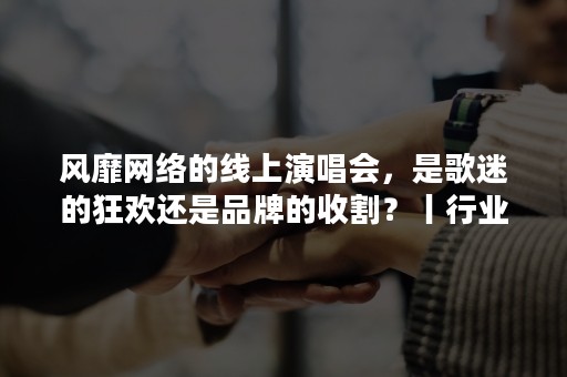 风靡网络的线上演唱会，是歌迷的狂欢还是品牌的收割？丨行业聚焦