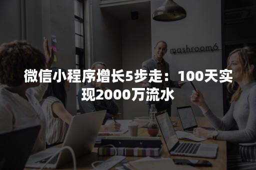 微信小程序增长5步走：100天实现2000万流水