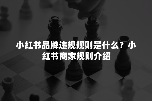 小红书品牌违规规则是什么？小红书商家规则介绍