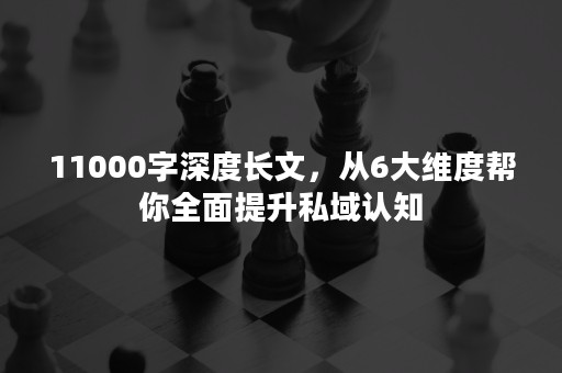 11000字深度长文，从6大维度帮你全面提升私域认知