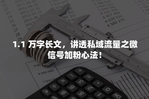 1.1 万字长文，讲透私域流量之微信号加粉心法！