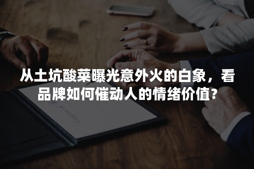 从土坑酸菜曝光意外火的白象，看品牌如何催动人的情绪价值？