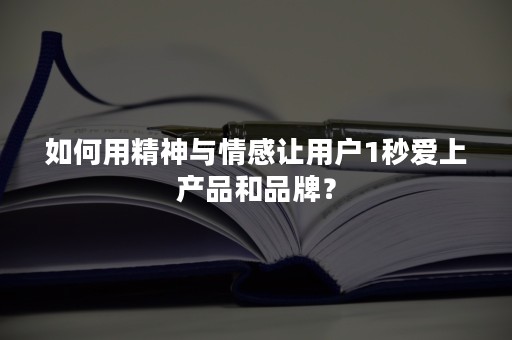 如何用精神与情感让用户1秒爱上产品和品牌？