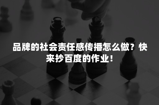 品牌的社会责任感传播怎么做？快来抄百度的作业！