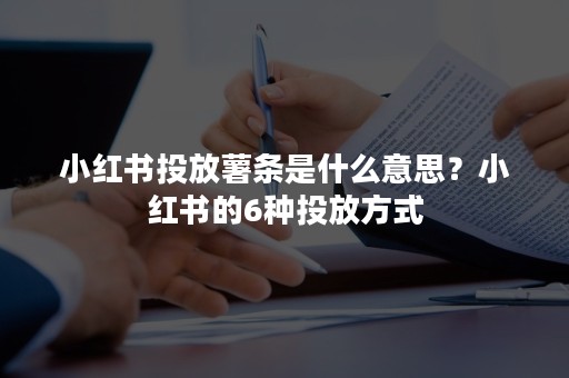 小红书投放薯条是什么意思？小红书的6种投放方式