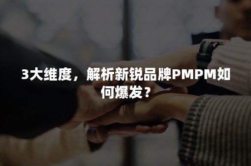 3大维度，解析新锐品牌PMPM如何爆发？