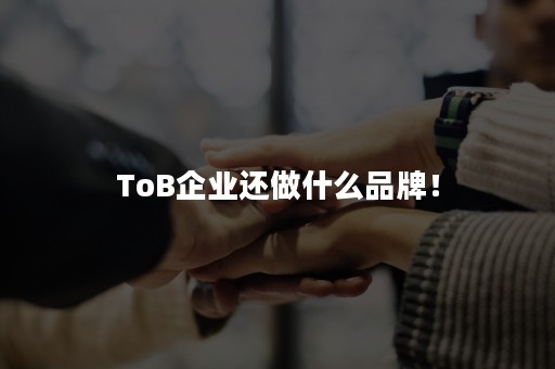 ToB企业还做什么品牌！