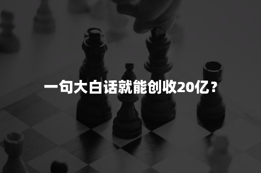 一句大白话就能创收20亿？