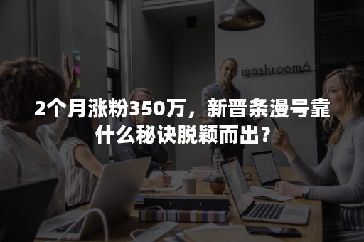 2个月涨粉350万，新晋条漫号靠什么秘诀脱颖而出？