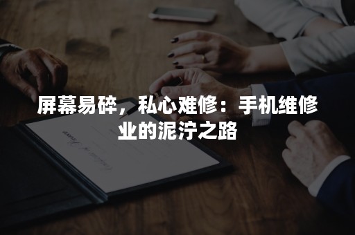 屏幕易碎，私心难修：手机维修业的泥泞之路