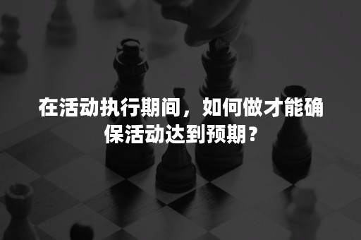 在活动执行期间，如何做才能确保活动达到预期？