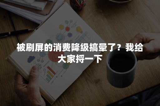 被刷屏的消费降级搞晕了？我给大家捋一下