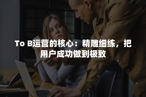 To B运营的核心：精雕细练，把用户成功做到极致