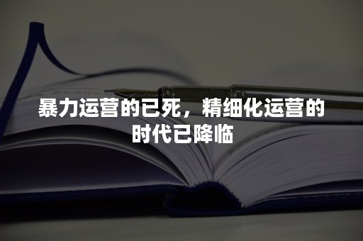 暴力运营的已死，精细化运营的时代已降临