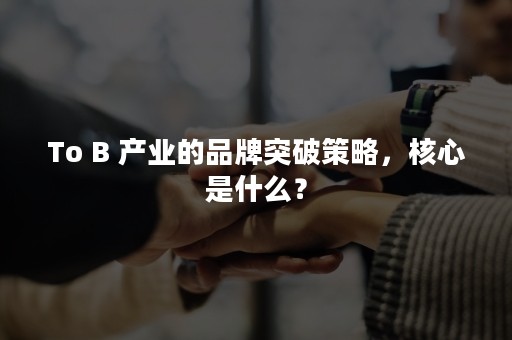 To B 产业的品牌突破策略，核心是什么？