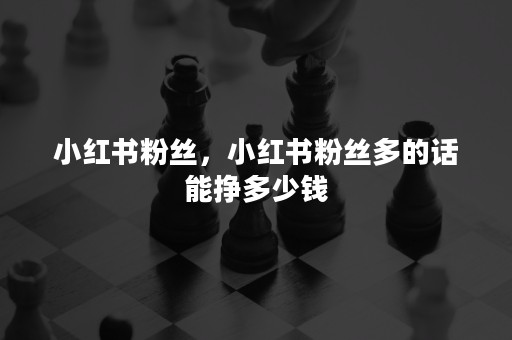 小红书粉丝，小红书粉丝多的话能挣多少钱