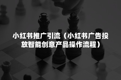 小红书推广引流（小红书广告投放智能创意产品操作流程）