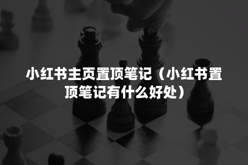 小红书主页置顶笔记（小红书置顶笔记有什么好处）