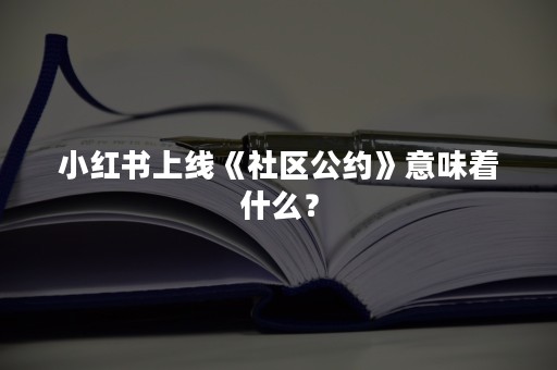 小红书上线《社区公约》意味着什么？