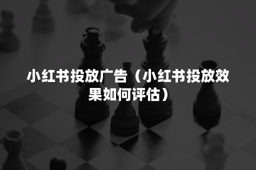 小红书投放广告（小红书投放效果如何评估）