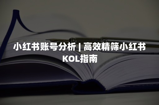 小红书账号分析 | 高效精筛小红书KOL指南