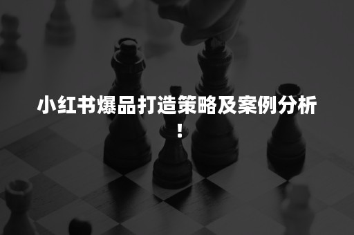 小红书爆品打造策略及案例分析！