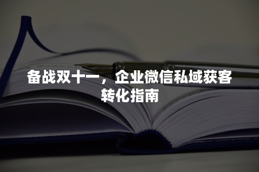 备战双十一，企业微信私域获客转化指南