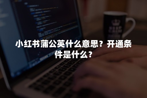 小红书蒲公英什么意思？开通条件是什么？