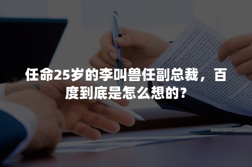 任命25岁的李叫兽任副总裁，百度到底是怎么想的？