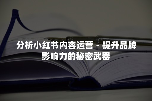 分析小红书内容运营 - 提升品牌影响力的秘密武器