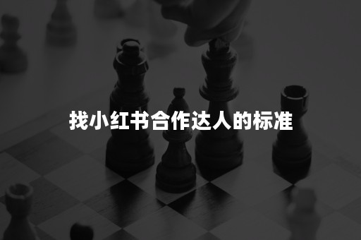 找小红书合作达人的标准