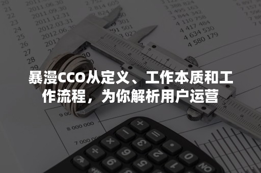 暴漫CCO从定义、工作本质和工作流程，为你解析用户运营