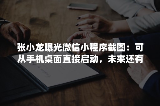 张小龙曝光微信小程序截图：可从手机桌面直接启动，未来还有哪些入口？