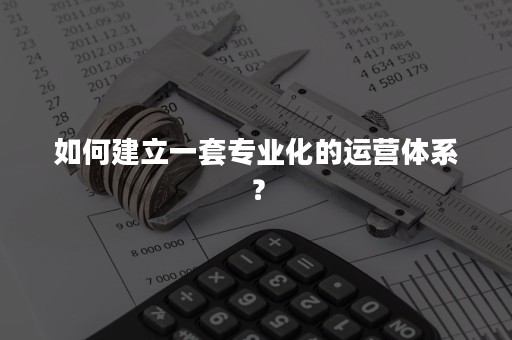 如何建立一套专业化的运营体系？