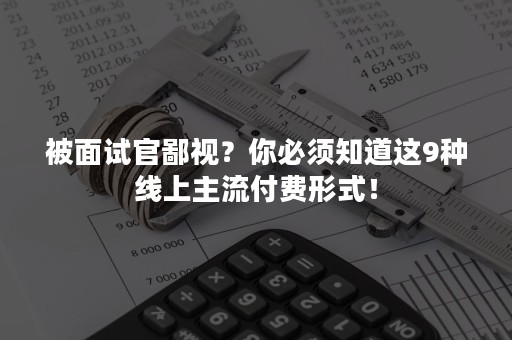 被面试官鄙视？你必须知道这9种线上主流付费形式！