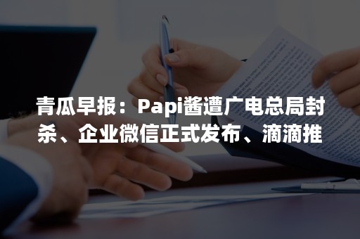 青瓜早报：Papi酱遭广电总局封杀、企业微信正式发布、滴滴推“伙伴创业计划”：无车跑滴滴