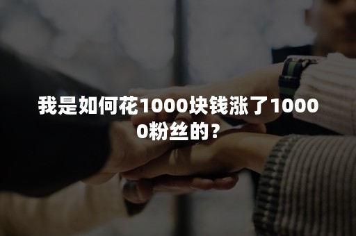 我是如何花1000块钱涨了10000粉丝的？