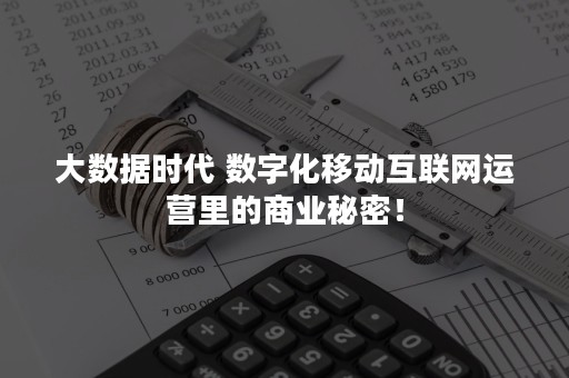 大数据时代 数字化移动互联网运营里的商业秘密！