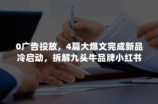 0广告投放，4篇大爆文完成新品冷启动，拆解九头牛品牌小红书投放