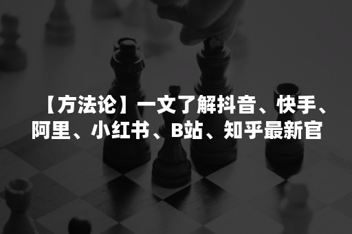 【方法论】一文了解抖音、快手、阿里、小红书、B站、知乎最新官方营销方法论