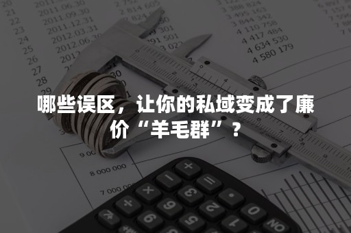 哪些误区，让你的私域变成了廉价“羊毛群”？