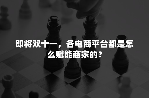 即将双十一，各电商平台都是怎么赋能商家的？