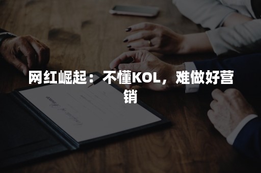 网红崛起：不懂KOL，难做好营销