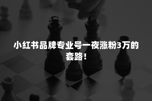 小红书品牌专业号一夜涨粉3万的套路！